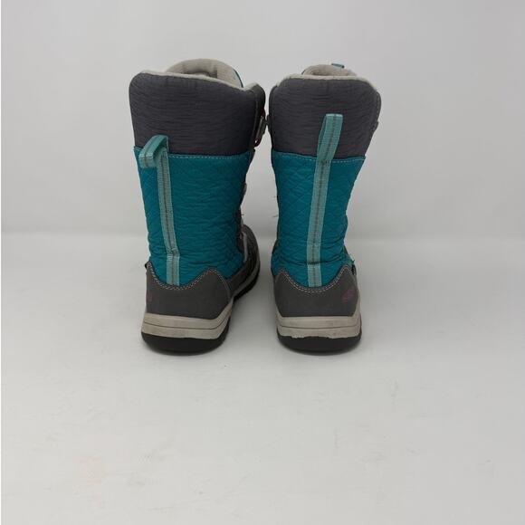 Keen Junior Girls Waterproof Insulated Winter Boots Gray/Aqua/pink Size 2 - Picture 4 of 9